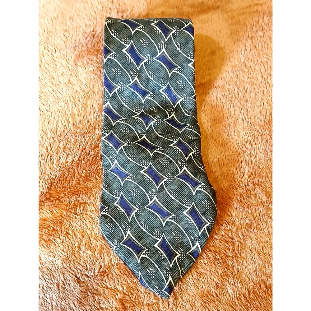 Vintage Zylos George Machado 100% Silk Green And Purple Tie